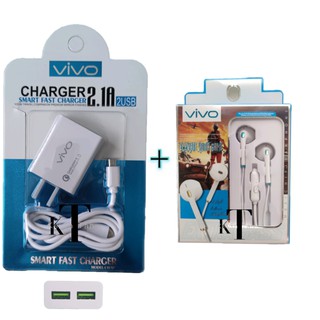 【BUY ONE TAKE ONE】 VIVO Fast Charger 2.1A Quick 2in1 2USB Travel For Android Micro Free Headset