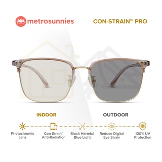 MetroSunnies Reed Specs (Peach) Con-Strain Anti Radiation Eye Glasses Photochromic For Men Women