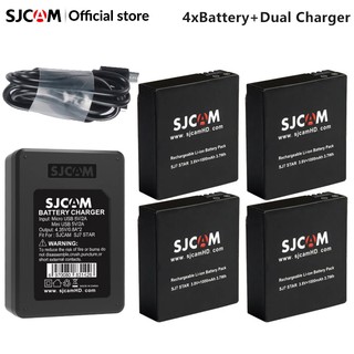 Original SJCAM 4pcs Battery + Dual Charger For SJ4000 SJ5000 SJ5000X M10 M20 SJ6 SJ7 SJ8 Pro SJ9 SJ1