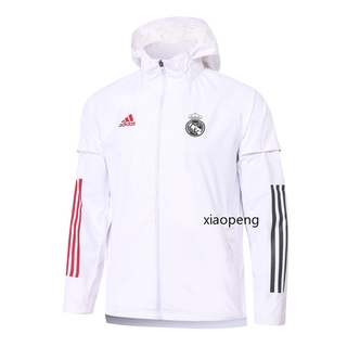 20 / 21 Real Madrid Football Team High Quality White Windbreaker Sport Wear Trench Coats