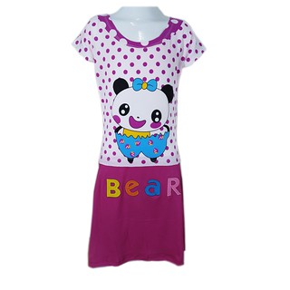 [J.J.SHI]Alangan Dress for kids girl's sleepwear and comfortable to wear bear design