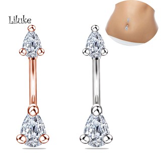 【LK】1Pc Women Cubic Zirconia Inlaid Stainless Steel Piercing Belly Button Navel Ring