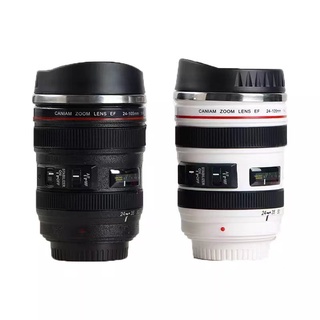 New 24-105MM Lens THERMOS Camera Travel Coffee Tea Cup Mug Lens Creative Cup Stainless Steel Brushed