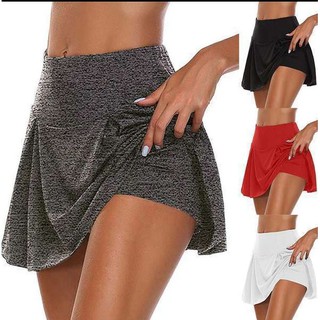Women Sports Anti Exposure Tennis Badminton Skirt Shorts Quick Dry Fitness Running Yoga High Waist E