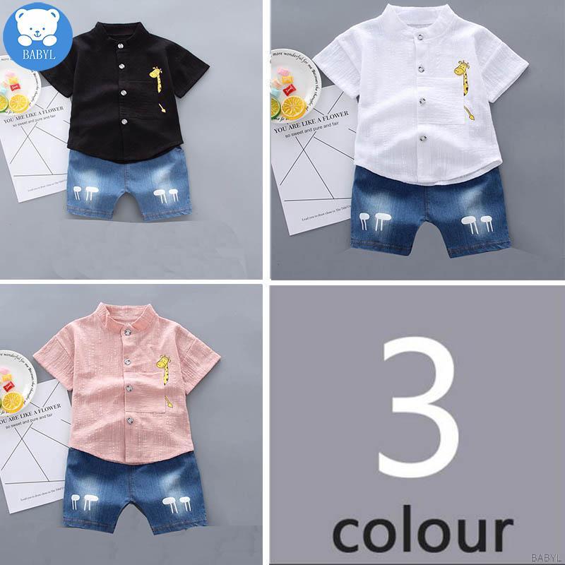 BABYL Summer Baby Boys Girls Cartoon Deer Print T-Shirt Tops + Shorts Casual Set