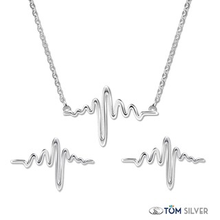 Tom Silver 92.5 Italy Sterling Silver Heart Beat Ladies Set CC117+ES394 (1)
