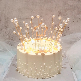 Pearl Crown Cake Topper Cake Decoration For Birthday Party Wedding Anniversary Handmade Cake Decor