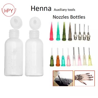 16 pc/Set Henna Kit Applicator Nozzles Bottles Paste Tattoo-K0
