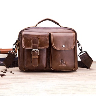 Men Business Briefcase Vintage Genuine Leather Laptop Messenger Bag Cowhide Big Capacity Tote Office