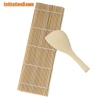 Initiationdawn> Sushi Rolling Maker Bamboo Material Roller Diy Mat And A Rice Paddle