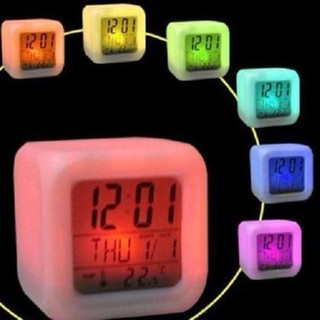 Glowing 7 LED Color Change Digital Glowing Alarm Thermometer Clock