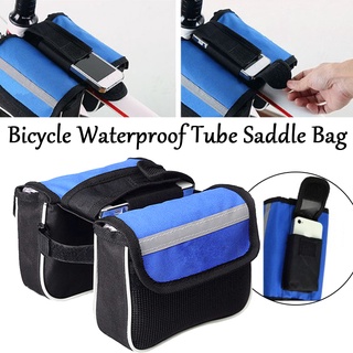 Bicycle Waterproof Tube Saddle Bag Frame Bag Pannier Cycling Bike Tube Pouch with Removable Touchscr