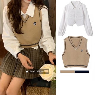 【Spot goods】Korean college style outer wear knitted vest all-match vest women