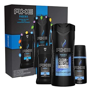 AXE Phoenix Gift Set With Body Spray, Antiperspirant & Deodorant Stick and Body Wash for Grooming