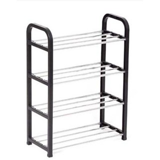 R18-4 Portable 4-layer Shoe Rack (Black) 12 pairs kids plastic easy assembly
