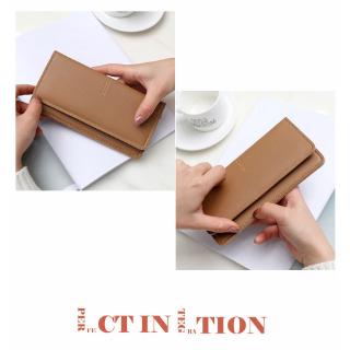 Ultra Thin Long-style Purse Woman Card Soft Leather Wallet Woman Simple Long Fold Over Purses (1)
