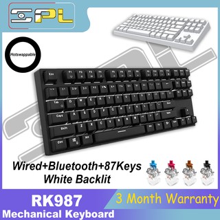 SPL RK987 Mechanical Gaming 87-Keys Keyboard Wired+BT White LED Brown/Blue/Red/Black Switch