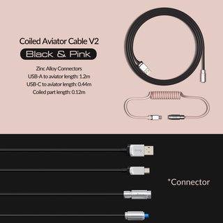 Akko Retractable Coiled Avaitor Cable, USB Type-C Extension Cord, Coiling Spring Sprial Cable for Mechanical Keyboard (3)