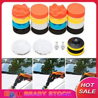【Ready Stock】22Pcs/Set 3inch Car Auto Care Round Sponge Buffing Polishing Waxing Pad Kit (1)