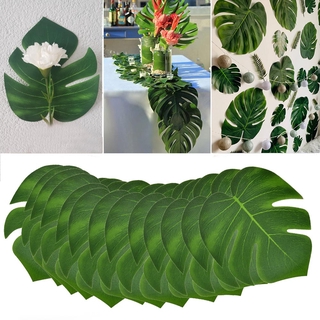 6Pcs/Set Artificial Leaves Green Palm Jungle Turtle Leaf/Hawaiian Wedding Party Supplies Home Decoration