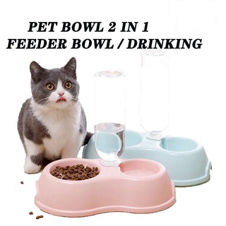 Pet Cat Dog bowl 2 in 1 Feeder Bowl / Drinking Bottle Full Set Puppy Kitty For Food Water