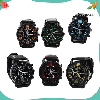 【TL】Men Casual Quartz Analog Silicone Band Stainless Steel Round Sports Wrist Watch