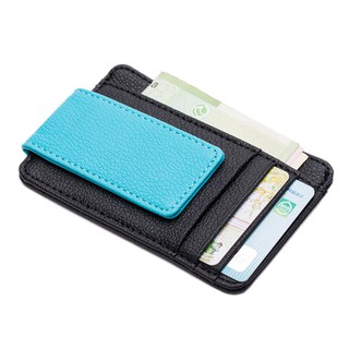 Hot Men PU Leather Wallet Fashion Magnet Money Clip Card Holder Portable DZ JUZJ (1)