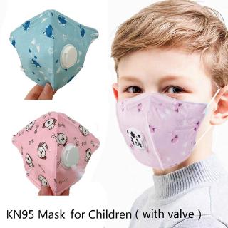 【Random Color】Children's KN95 Mask with Breathing Valve Dustproof Waterproof Cartoon 5 Layers Face Mask