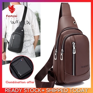 Men Chest Bag PU Leather Messenger Bag Multi-function Shoulder Bag Men Bag