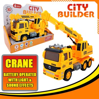 CITY BUILDER with Lights Sounds Crane Truck Toys for Boys