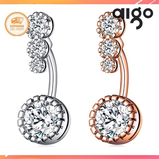 AIGO Steel Belly Button Rings Piercing Navel Buckle Zircon Earring Women Body Jewelry