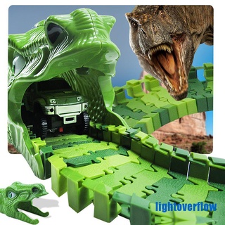 [light2] 153Pcs Dinosaur Railway Car Track Racing Track Toys Flash Light Car Educational [ph]