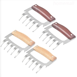 HO Meat Shredder Claws Multifunctional BBQ Meat Cutter Stainless Steel Wooden Handle Bear Claws Turkey Chicken Claws for Shredding Pulling