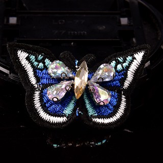 【WEI】Butterfly sequins rhinestones bead brooch patches sew on beading applique DIY