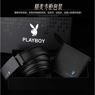 Playboy Men Belt Wallet Gift Set Leather Strap Short Purse