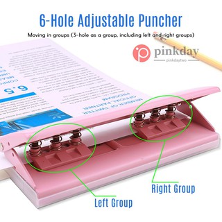 Ready stock KW-trio Adjustable 6-Hole Desktop Punch Puncher for A4 A5 A6 B7 Dairy Planner Organizer