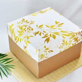Box Golden Cake Box Golden Box Cake Packaging Box Hardbox Golden Bamboo Leaf Size 22x22 cm