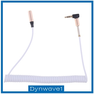 [DYNWAVE1] 3.5mm AUX-AUX plug to female cable 90 degree angle line white