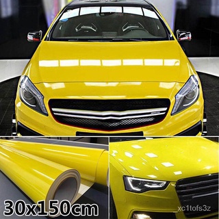 ISMAY 30*150CM Car sticker Glossy yellow Vinyl Car Wrap Car and motorcycle sticker Car Decal Film Ca (1)