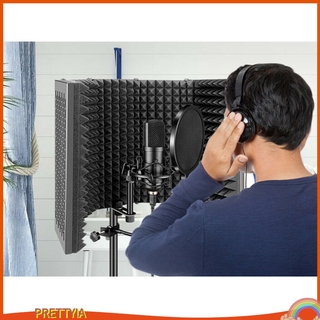 [PRETTYIA] 5 Panel Microphone Isolation Shield Vocal Booth for Recording Sound Broadcast