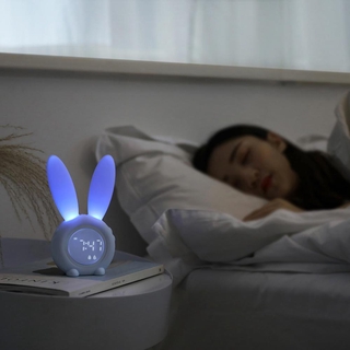 Portable Cute Rabbit Shape Digital Alarm Clock With Led Sound Night Light Rechargeable Table Wall Clocks For Home Decoration (6)