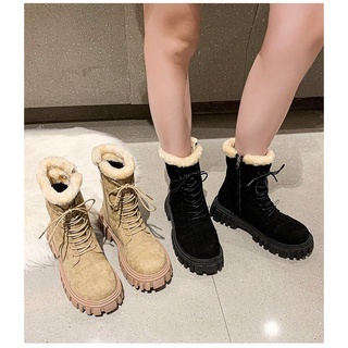 Wedge Shoes Leather Snow Boots Woman Winter Boots Winter Warm Women's Shoes Mid-Calf Ladies Platform Booties