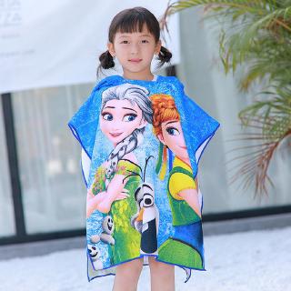 Girls Cartoon Bathrobe Hooded Bath Shower Towel Kids Frozen Princess Mermaid Hello Kitty Print Towels