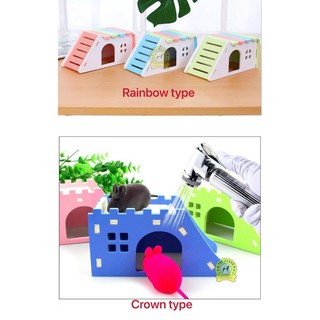 Hamster toy rainbow slide room house with stairs