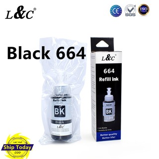 L&C Epson L120 Ink 664 T664 Black Ink 70ML Refill Dye Ink Printer L100 L101 L110 L130 L200 L201 L210
