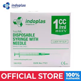 Indoplas 1cc Disposable Syringe Box of 100