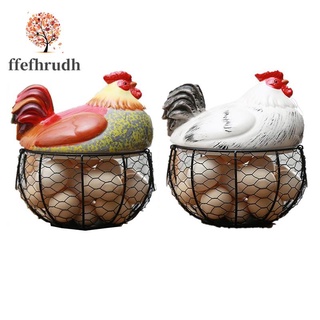 Ceramic Egg Holder Chicken Wire Egg Basket Fruit Basket 19CMX22CM(B)