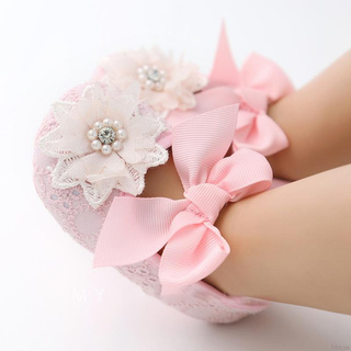 Bibicue Baby Girl Infants Lace Flower Princess Shoes Floral Headwear Headband Photography Props Set For 0-18 Months