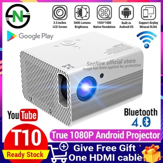 [Ready Stock]❀◐✟【True 1080P】SeeNew T10 Full HD 1920*1080P LED Projector 5000 Lumens Android HDMI USB