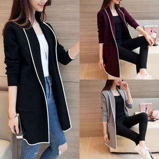 2018 Autumn Winter Women Sweater Jacket Coat Solid Color Female Loose Long Warm Knitted Coat